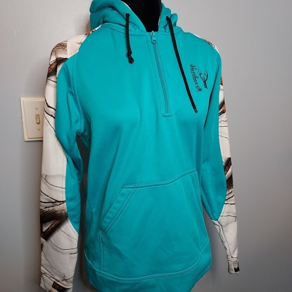 Huntworth 1/4 Zip Hoodie Blue/White Camo Size: Small - Picture 3 of 14